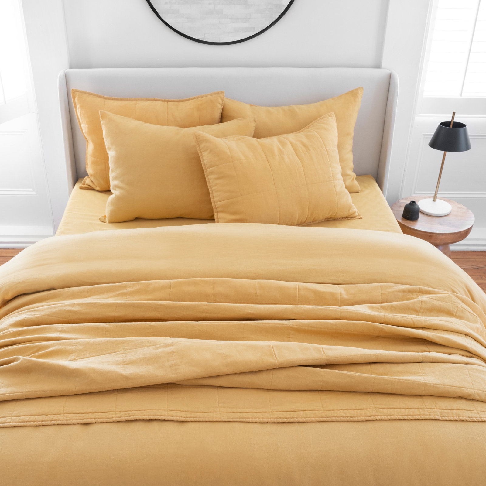 Kamau Linen Quilt Set, Full/Queen, Ochre