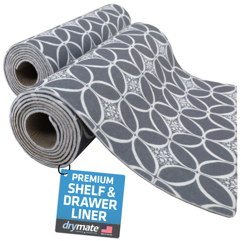 Premium Luxury Shelf & Drawer Liner, Thick Cushioned Fabric, Absorbent, Waterproof, Slip-Resistant, Non-Adhesive, Liners for Kitchen Cabinets, Cupboards (Indigo Grey) (12”x59”) (USA Made)