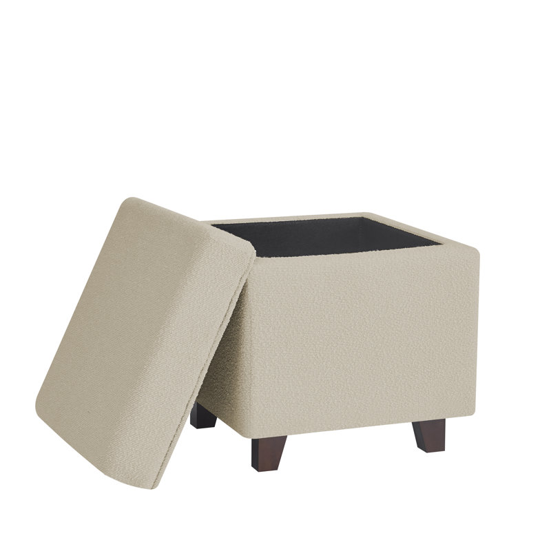 Pittston Cambridge Boucle Square Storage Ottoman, Beige