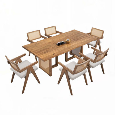 Wood Top Dining Table With Wood Base