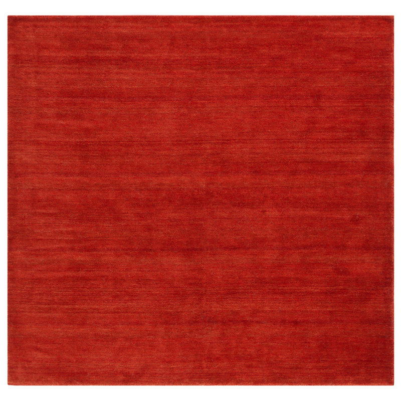 Tapis de couleur unie en laine / coton tissé à la main Ewen, Carré 6 pi