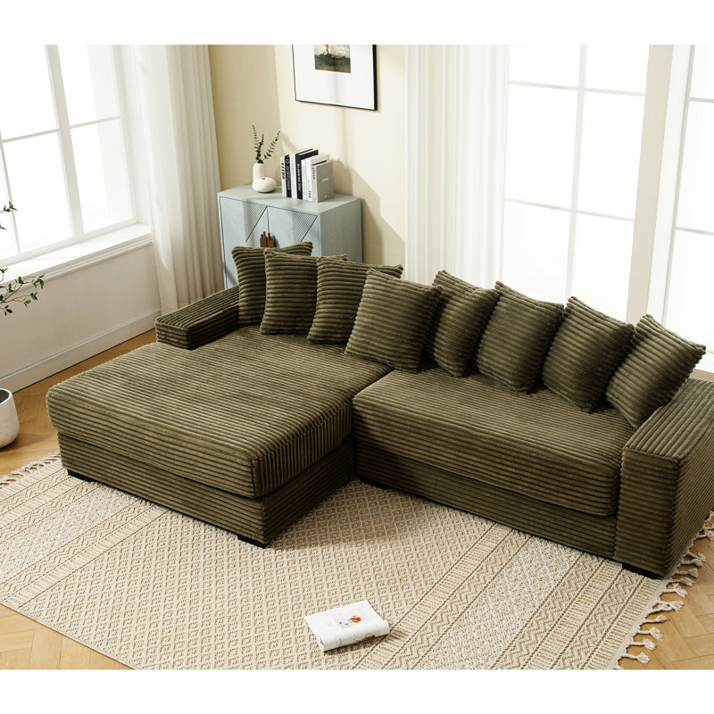Lit de jour confortable en velours côtelé avec 8 coussins confortables, coussin décoratif, Vert