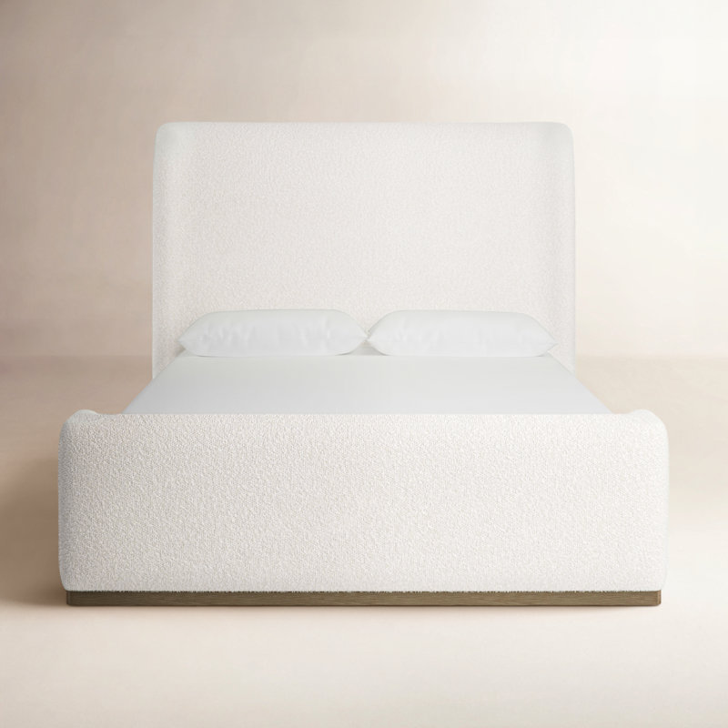 Marlin Upholstered Queen Sleigh Bed Cream, Queen