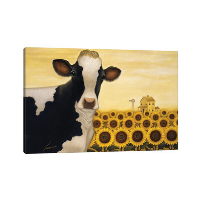 Sunflower Cow 1 Piece Wrapped Canvas Painting