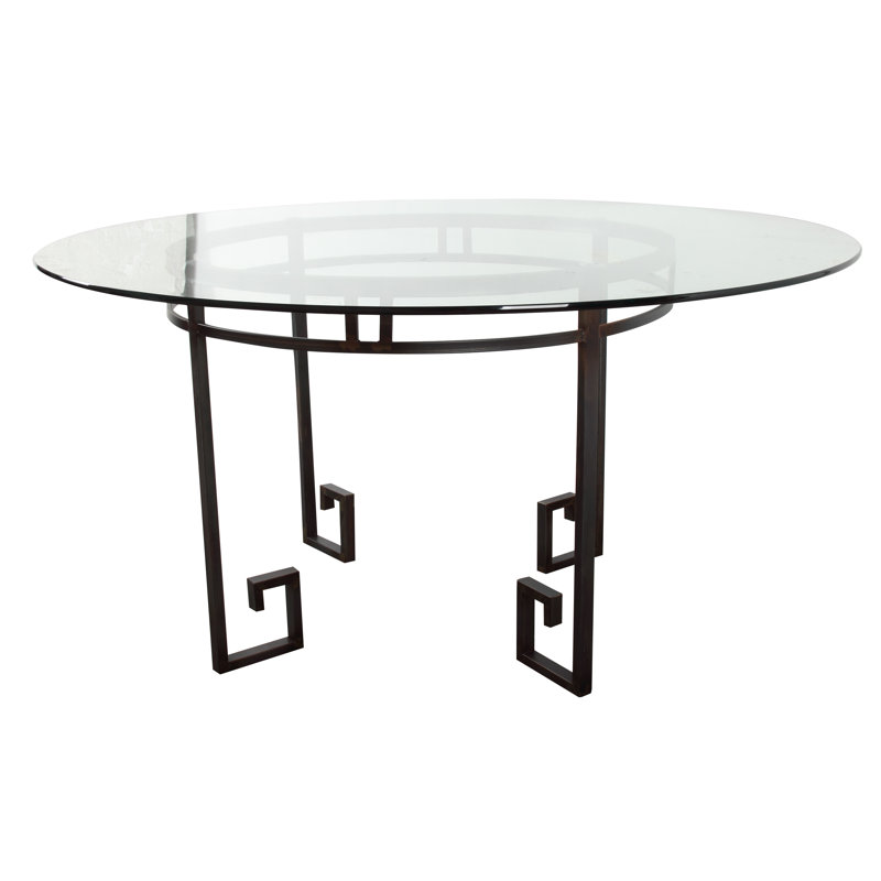 Round Glass Top Metal Base Dining Table
