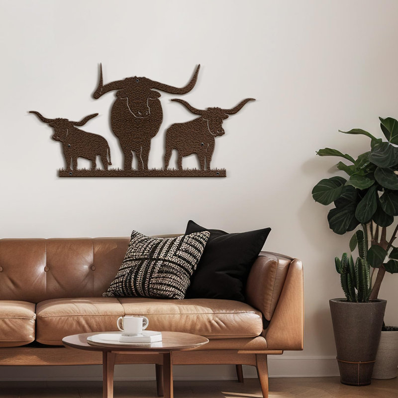 Décoration murale en métal, Bronze, H 18 po x l 36 po x P 0,05 po