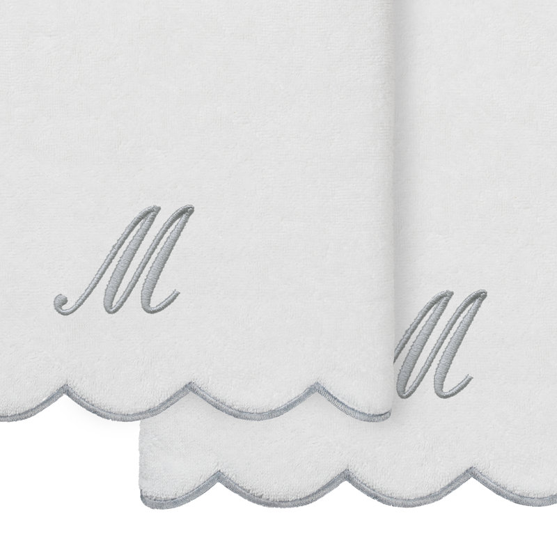  Ensemble de serviettes de bain personnalisables 100% coton turque ADORNIA 2PC, M, Blanc / Gris