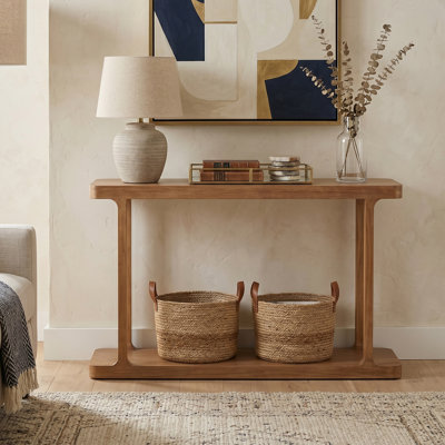 Modern Farmhouse 50" Wood Console Table With Lower Storage Shelf