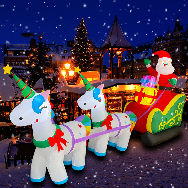 Père Noël gonflable en traîneau