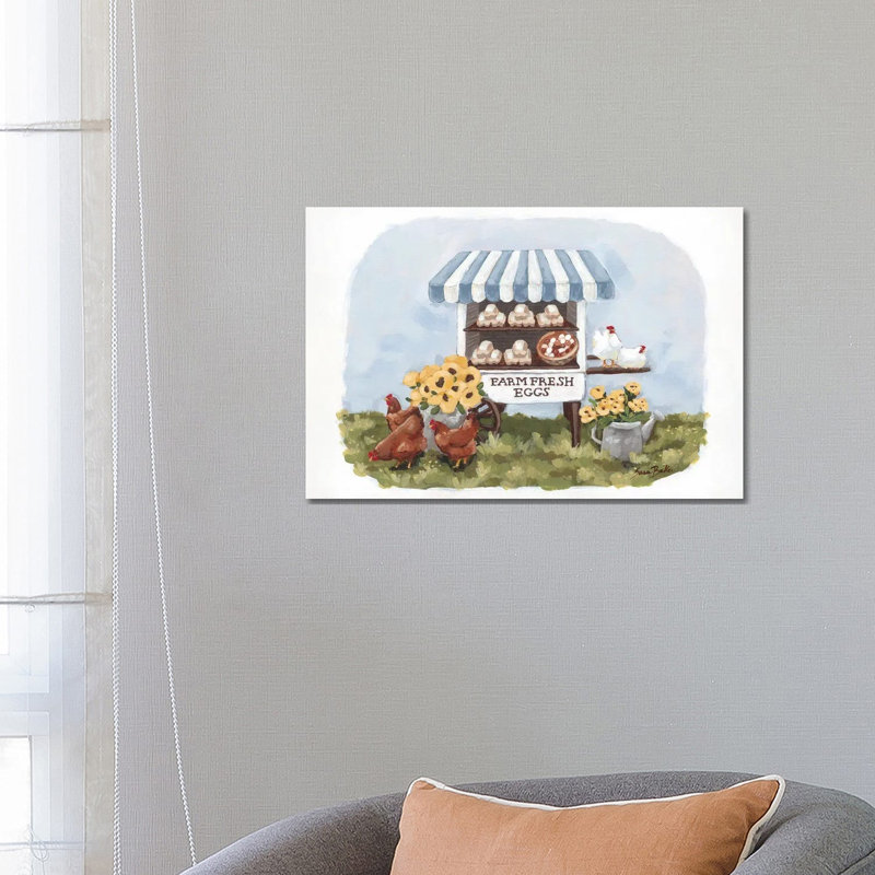 «Farm Fresh Egg Stand», reproduction d'art mural - toile tendue, 26 po x 18 po, Toile tendue avec châssis, Sans cadre