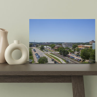 Aerial View Of Cars In Parking Area, Mississippi River Trail, Davenport, Scott County, Iowa, Usa Abstract Contemporary Architecture City Wall Art