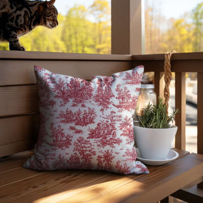 Housse de coussin réversible en coton Red Jamestown Toile
