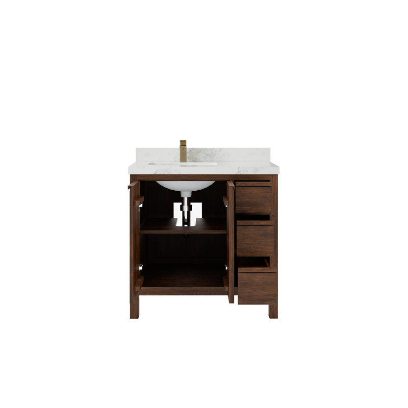 36'' Single Bathroom Vanity with Quartz Top, Calacatta Nuvo