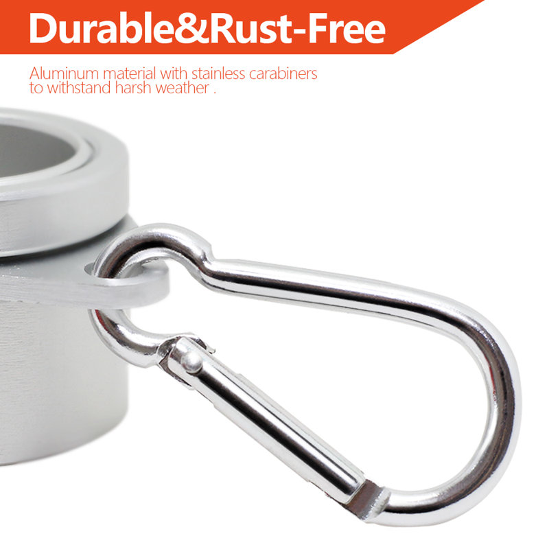Silver Aluminum Flagpole Mounting Rings Set with Carabiners