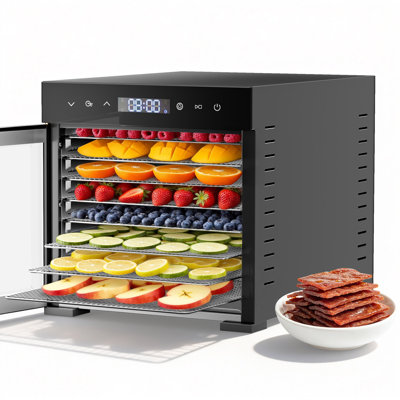 8-Tray Digital Dehydrator with Horizontal Airflow, LED Touch Panel & Dishwasher-Safe Trays