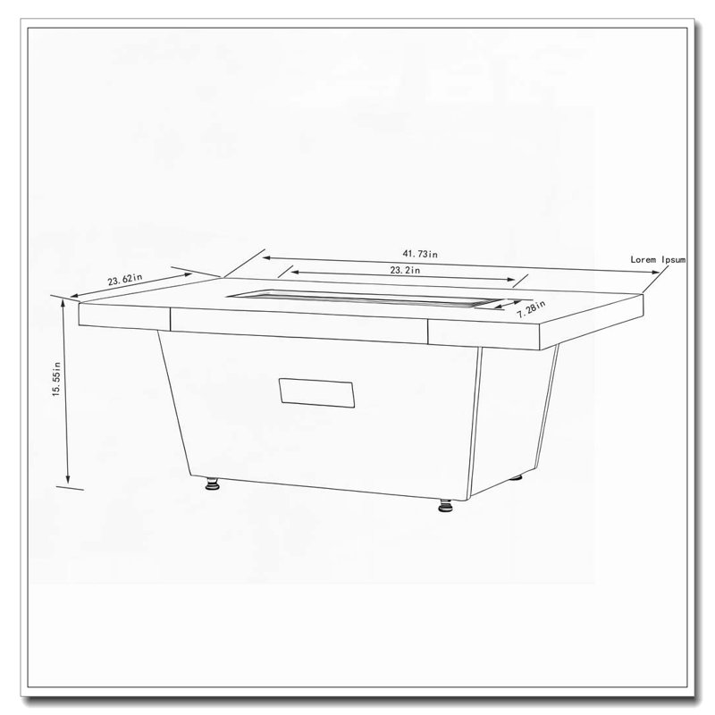 Table de foyer rectangulaire avec effet de texture imitant le ciment, table de foyer d'extérieur de 50000 BTU pour le patio, la cour et le jardin
