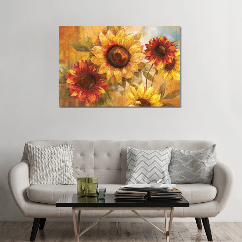 Tournesol «Cheer» par Nan - impression, H 32 po x l 48 po x 1,5 po, Toile tendue