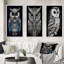 «White Owl Magic», 3 pièces sur toile-603231650-603231644