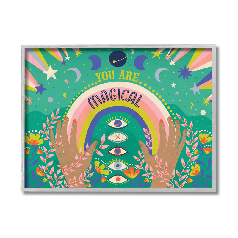 You Are Magical Expression Rainbow Under Constellations, Estampe numérique Farmhouse, H 16 po x l 20 po x P 1,5 po