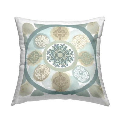 Ornate Boho Mandala Shapes Printed Throw Pillow Design By Flora Kouta