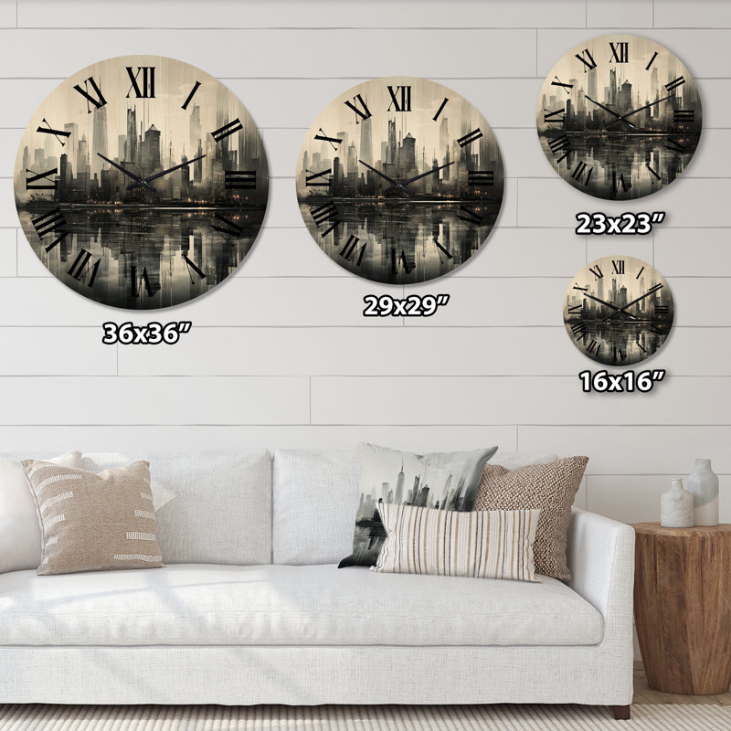 Horloge murale en bois massif Mukrime, Grand