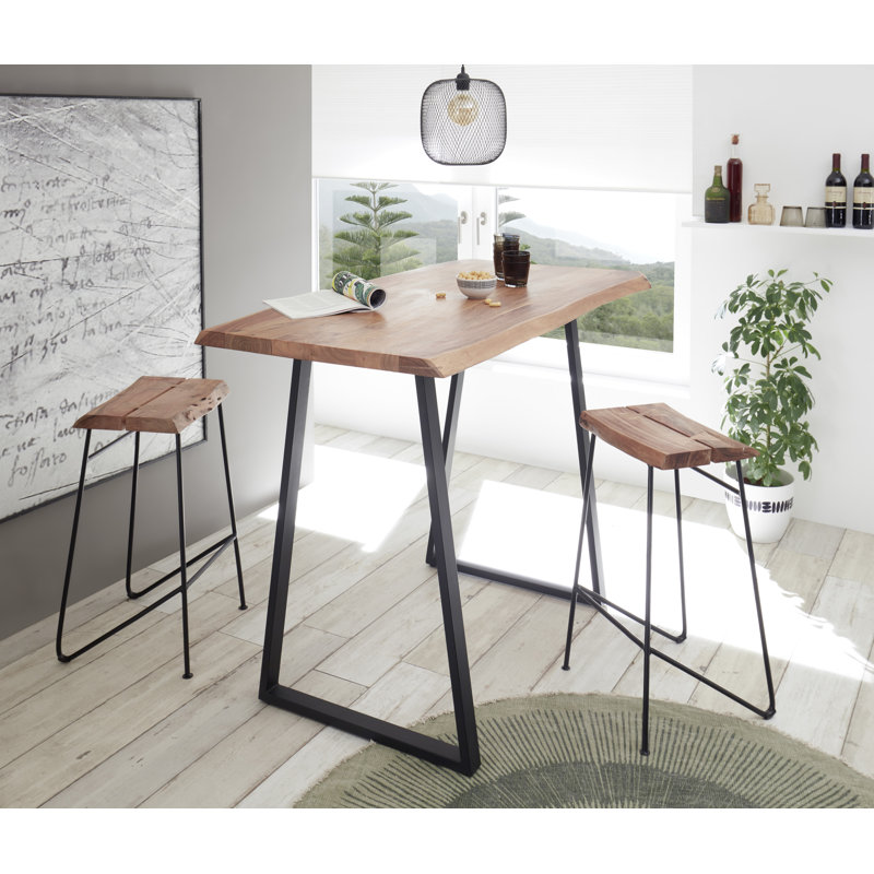Tappan Acacia Solid Wood Top Metal Base Dining Table