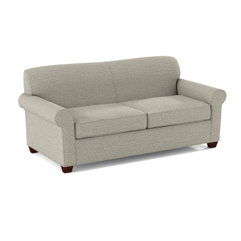 Finn 75" Rolled Arm Sofa Bed, Empire Mahogany, Hybrid, Fluff Alabaster