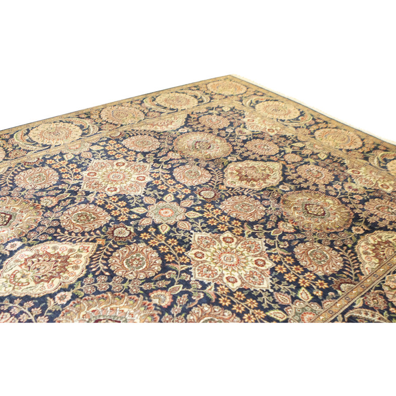 Tapis bleu marine de haute qualité noué à la main