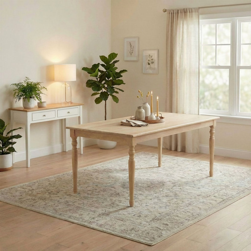 Alto Rectangle White Oak Wooden 4 Seater Dining Table - Elegant Farmhouse Style