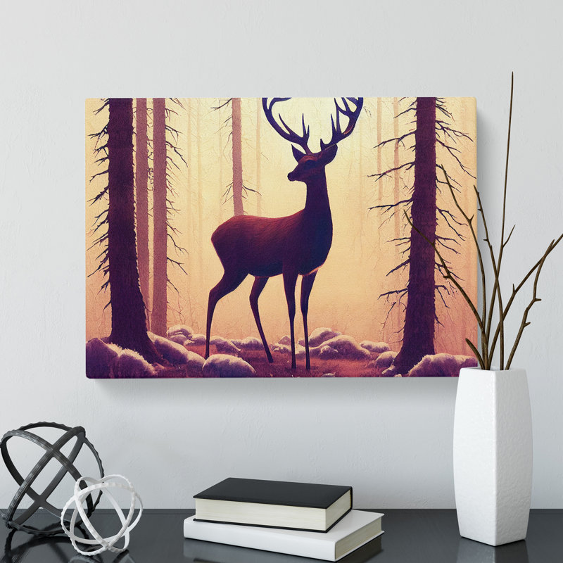 Elegant Stag Deer - Wrapped Canvas Print, 50cm H x 76cm W x 3cm D