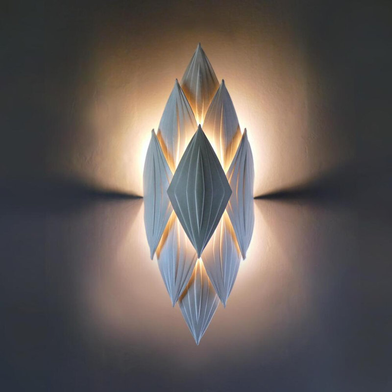 Xavier Clarisse Embossed Leather Wall Sconce, Bone