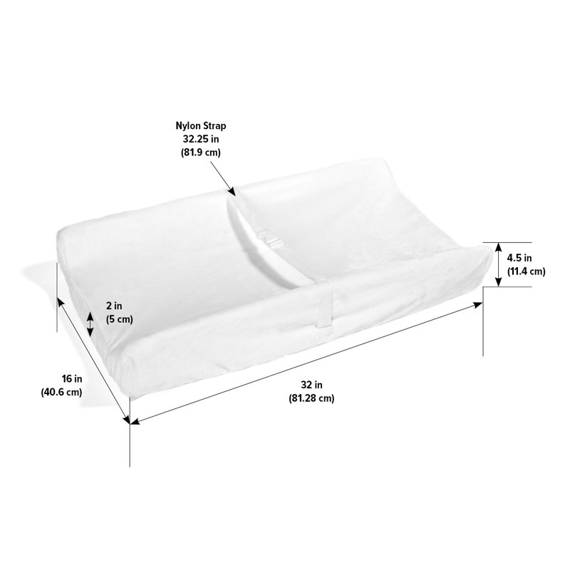 White Contoured Foam Baby Changing Pad with Removable Cover