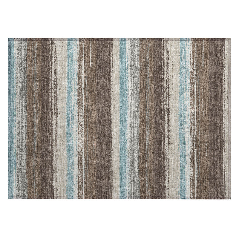 Machine Washable Indoor/Outdoor Chantille ACN2707 Stripes Rug, 1'8" x 2'6", Brown