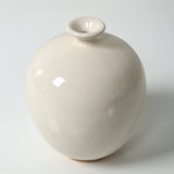 Approx. 8" High Off Whtie Ceramic Round Vase with Small opening