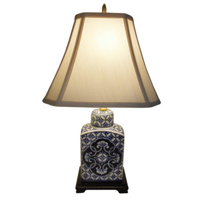 22" H. Blue and White Porcelain Tea Jar Table Lamp