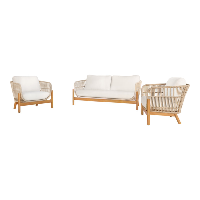 Ensemble de patio 3 pièces Lyal - causeuse, 2 chaises