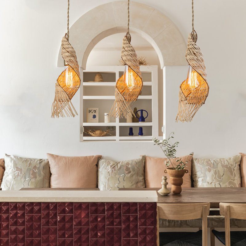 Clema 3-Light Rattan Linear Pendant