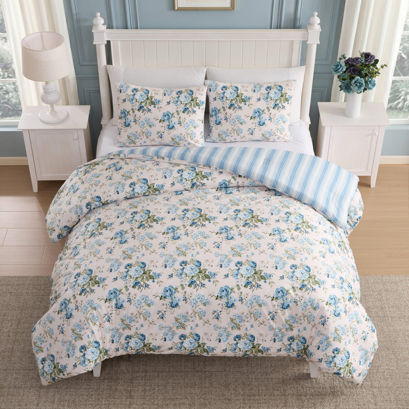 Ensemble d'édredon réversible bleu Laura Ashley Rosemoore, Lit simple