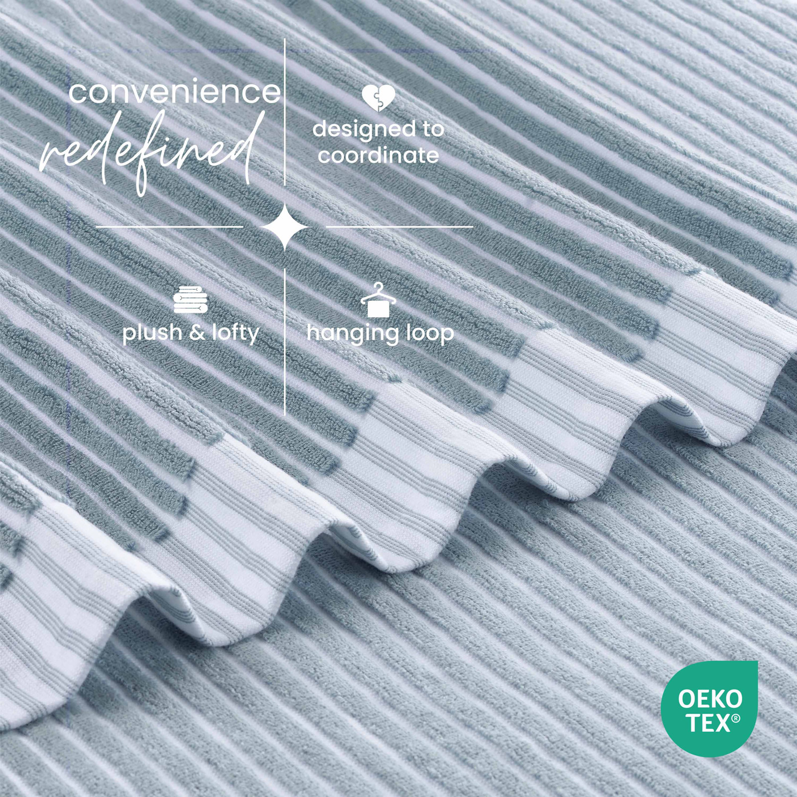 Branden Bath Towel, Sculpted Stripe Light Blue