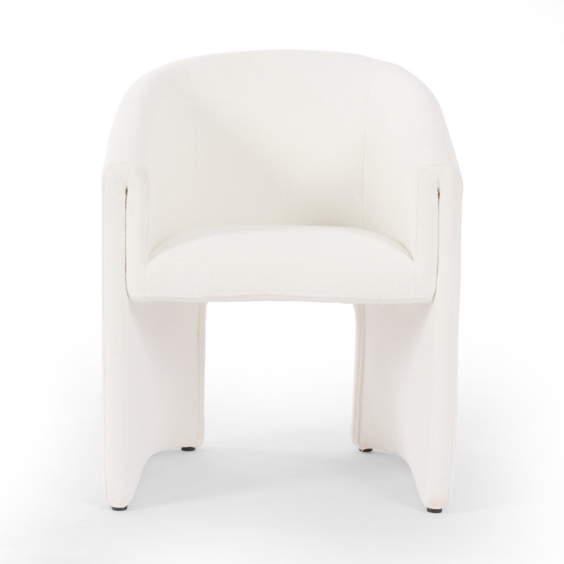 Chaise avec accoudoirs rembourrée Keda, Crème