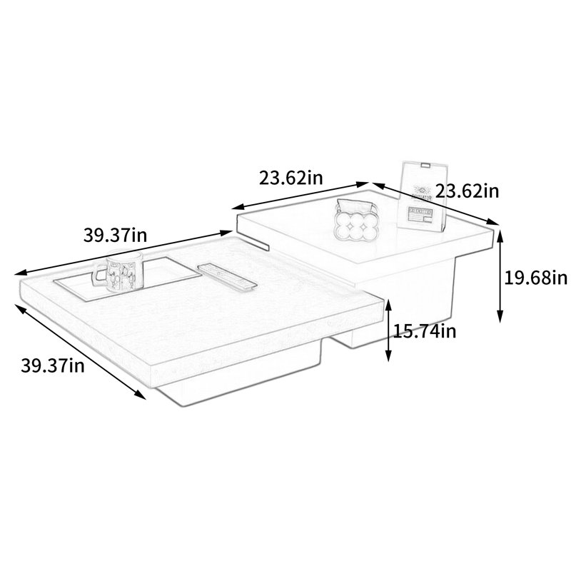 Eaker, 15.74" H x 39.37" W x 39.37" D, Noir, Flat