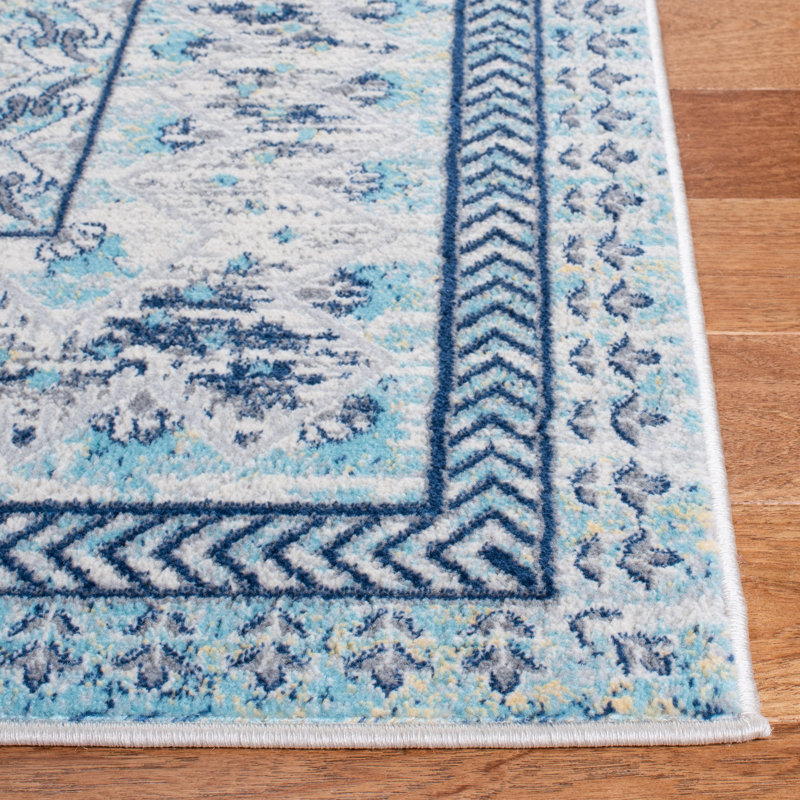 Oriental IVORY / AQUA Area Rug, Square 6'7"