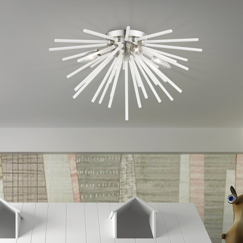 Plafonnier encastré 4 lumières 20 po Duktig, Nickel brossé