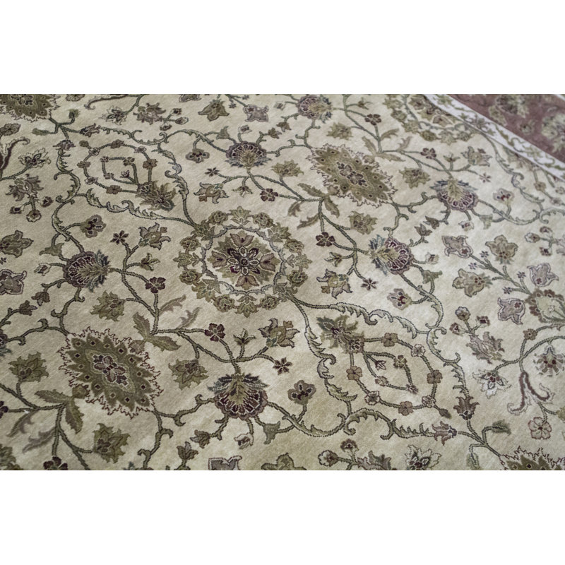 Shamas Oriental Area Rug in Cream/Purple/Green/Ivory