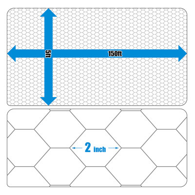 5' H x 150' W 20 Gauge Galvanized Poultry Hex Netting with 2 inch Mesh