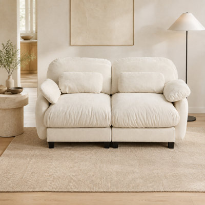 Sarvis 2-Piece Chenille Modular Loveseat with Deep Seats, Lumbar Pillows and Spring-Supported Cushions