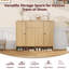 Range-chaussures autoportant en bois - 4 portes et 1 tiroir - Rangement de vestibule moderne avec tablette inférieure ouverte, coins arrondis semi-circulaires, rangement de couloir de grande capacité - couleur bois naturel