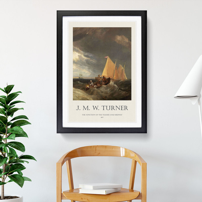 The Junction of the Thames by Joseph-Mallord William Turner - Picture Frame Painting, Black Framed, 36cm H x 27cm W x 2cm D