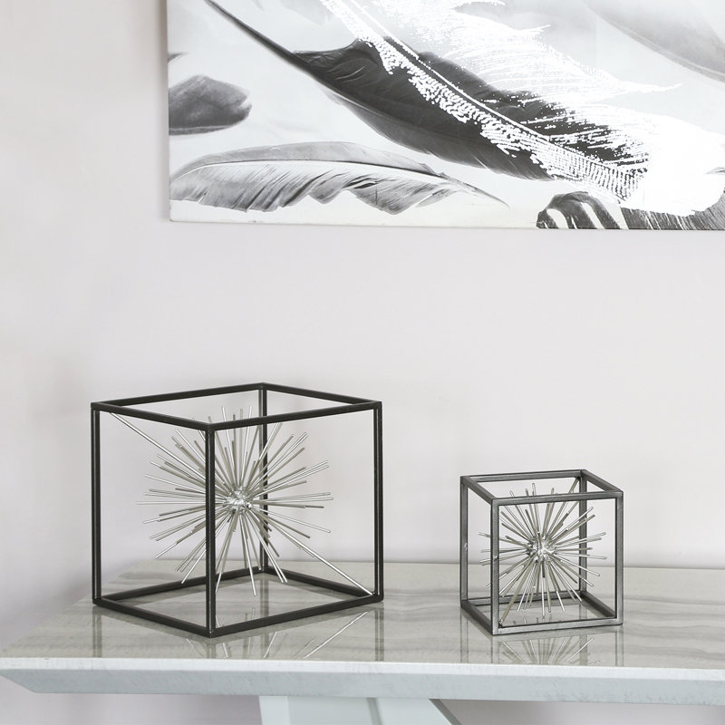 Ellefson Abstract Figurines & Sculptures, 20cm H x 20cm W x 20cm D, Black/Silver