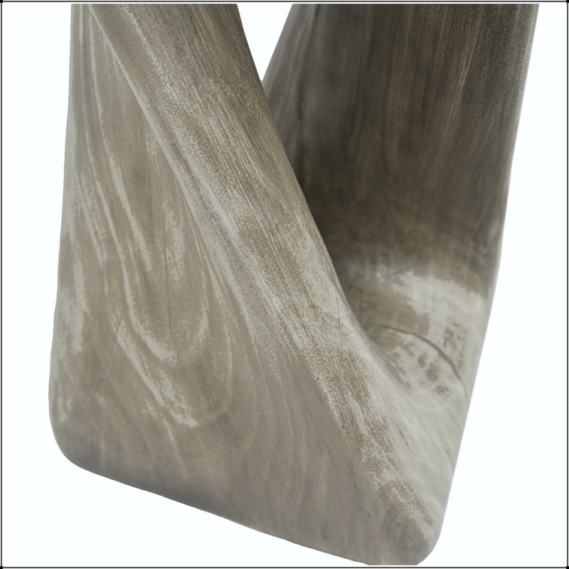 Table de bout Twist Shape - gris, texture semblable au bois, sans assemblage, Gray